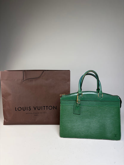 Vintage Louis Vuitton Epi Leather Briefcase Green Gold