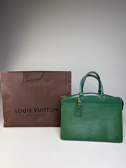 Vintage Louis Vuitton Epi Leather Briefcase Green Gold