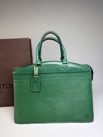 Vintage Louis Vuitton Epi Leather Briefcase Green Gold