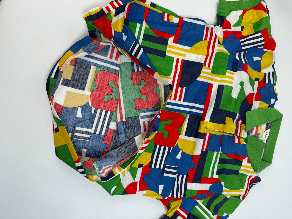 Vintage Dior Monsieur Sport Polo Shirt c. Late 1980s Multicolour L