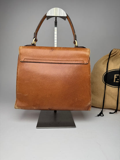 Vintage Fendi Roma Leather Handbag Brown