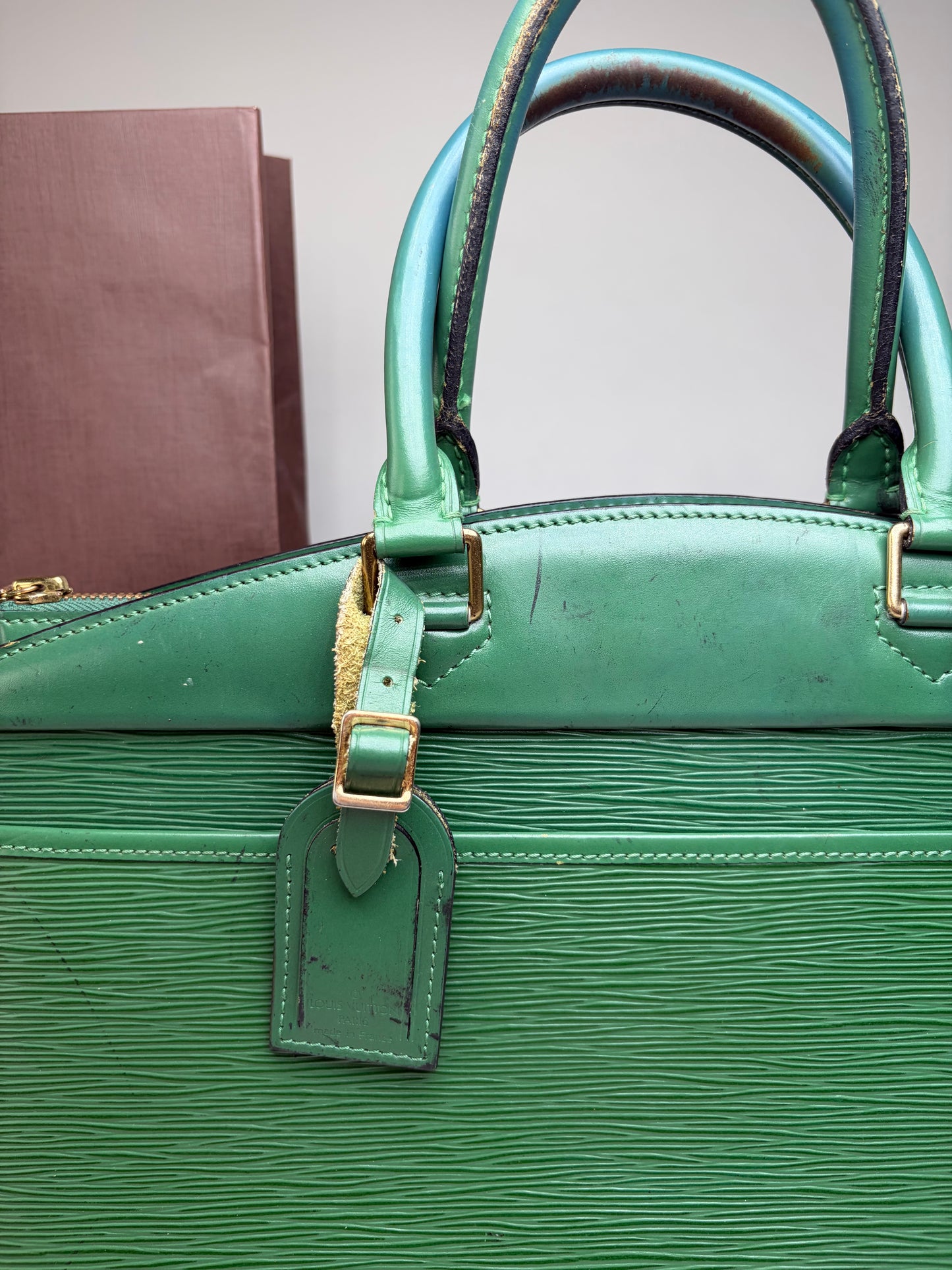 Vintage Louis Vuitton Epi Leather Briefcase Green Gold