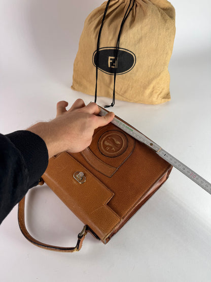 Vintage Fendi Roma Leather Handbag Brown
