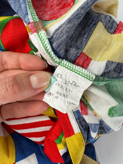 Vintage Dior Monsieur Sport Polo Shirt c. Late 1980s Multicolour L
