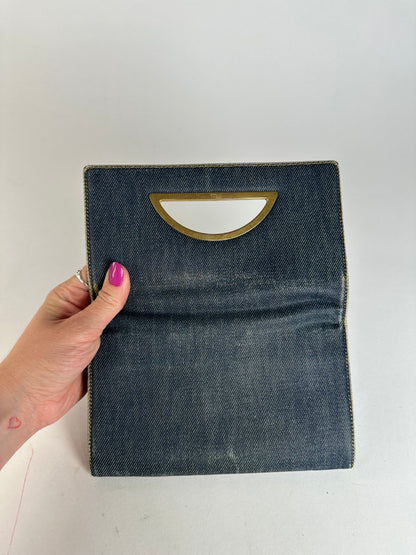 Vintage Dior Denim Flap Long Wallet Navy