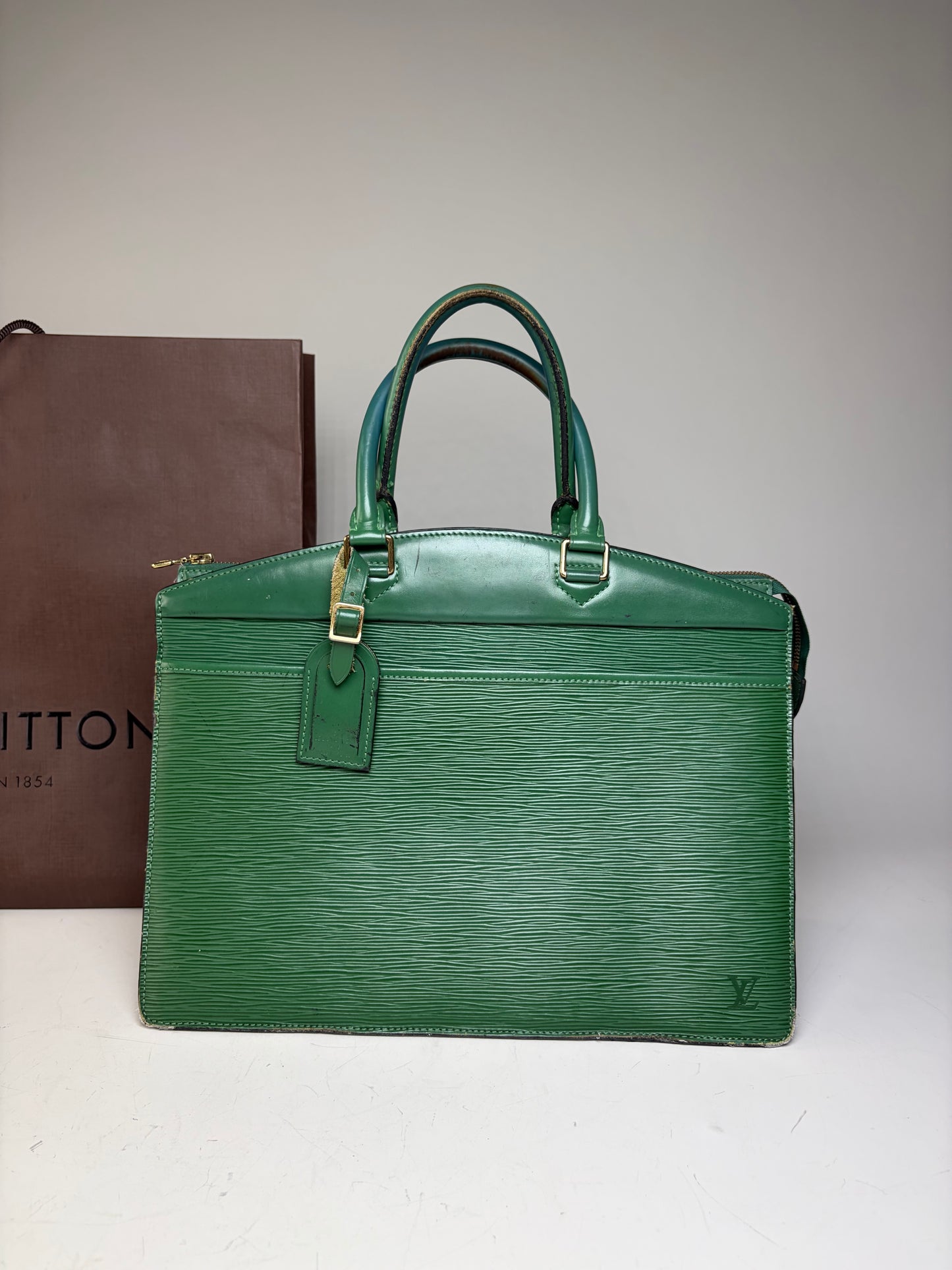 Vintage Louis Vuitton Epi Leather Briefcase Green Gold