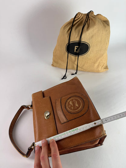 Vintage Fendi Roma Leather Handbag Brown