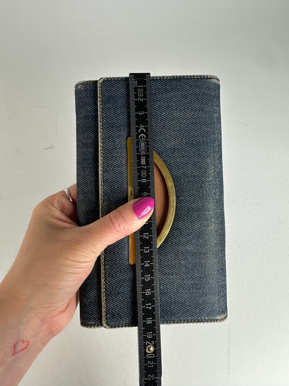 Vintage Dior Denim Flap Long Wallet Navy