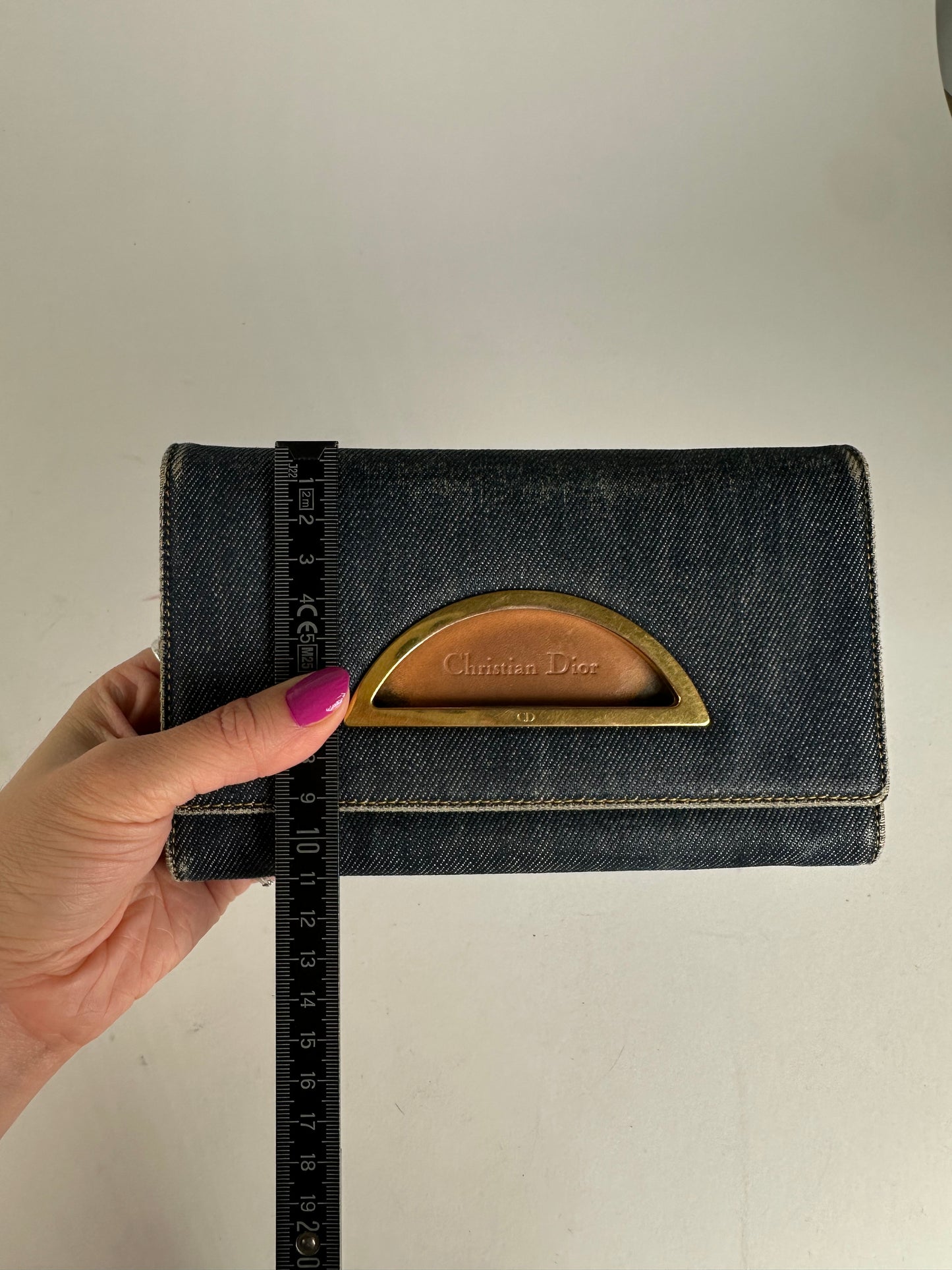 Vintage Dior Denim Flap Long Wallet Navy