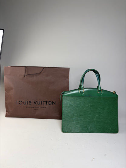 Vintage Louis Vuitton Epi Leather Briefcase Green Gold