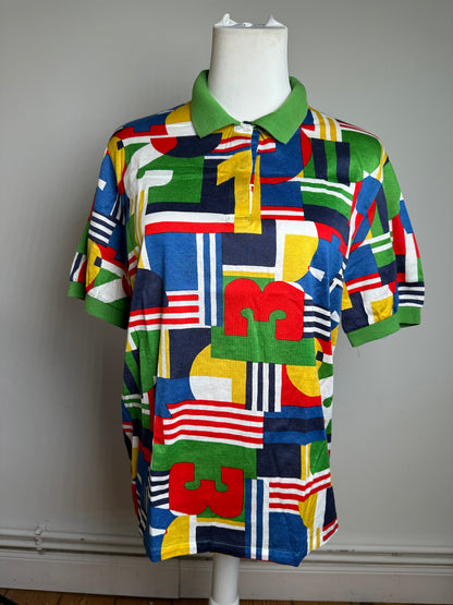 Vintage Dior Monsieur Sport Polo Shirt c. Late 1980s Multicolour L