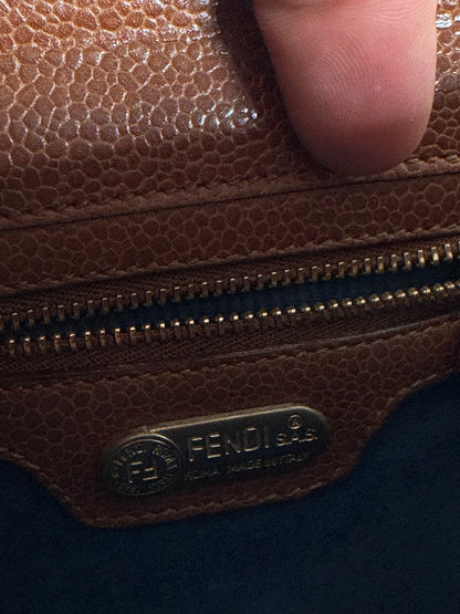 Vintage Fendi Roma Leather Handbag Brown