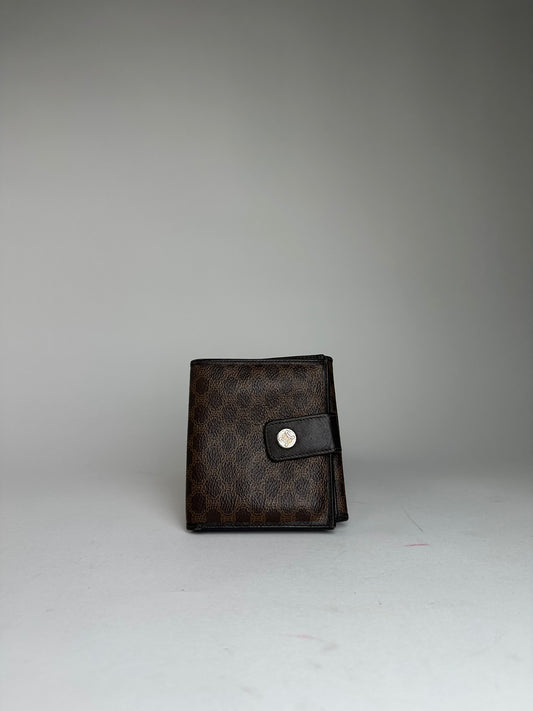 Vintage Celine Triomphe Monogram Coated Canvas Bifold Wallet Brown