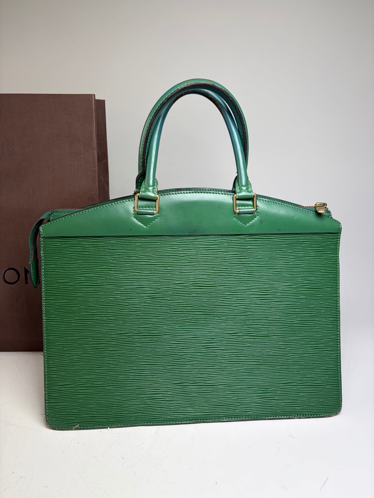 Vintage Louis Vuitton Epi Leather Briefcase Green Gold