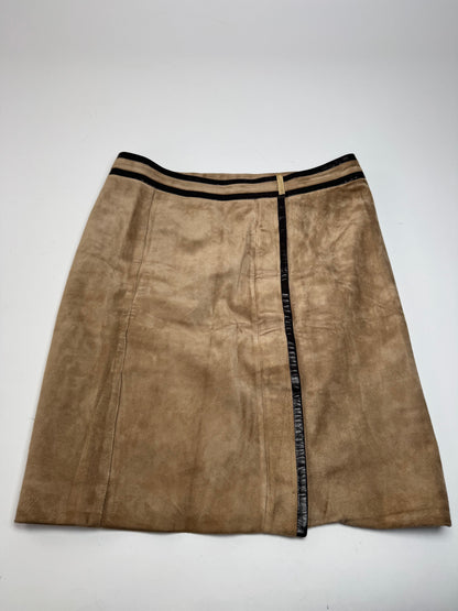 Vintage Gucci Suede Leather Skirt Brown 36/S