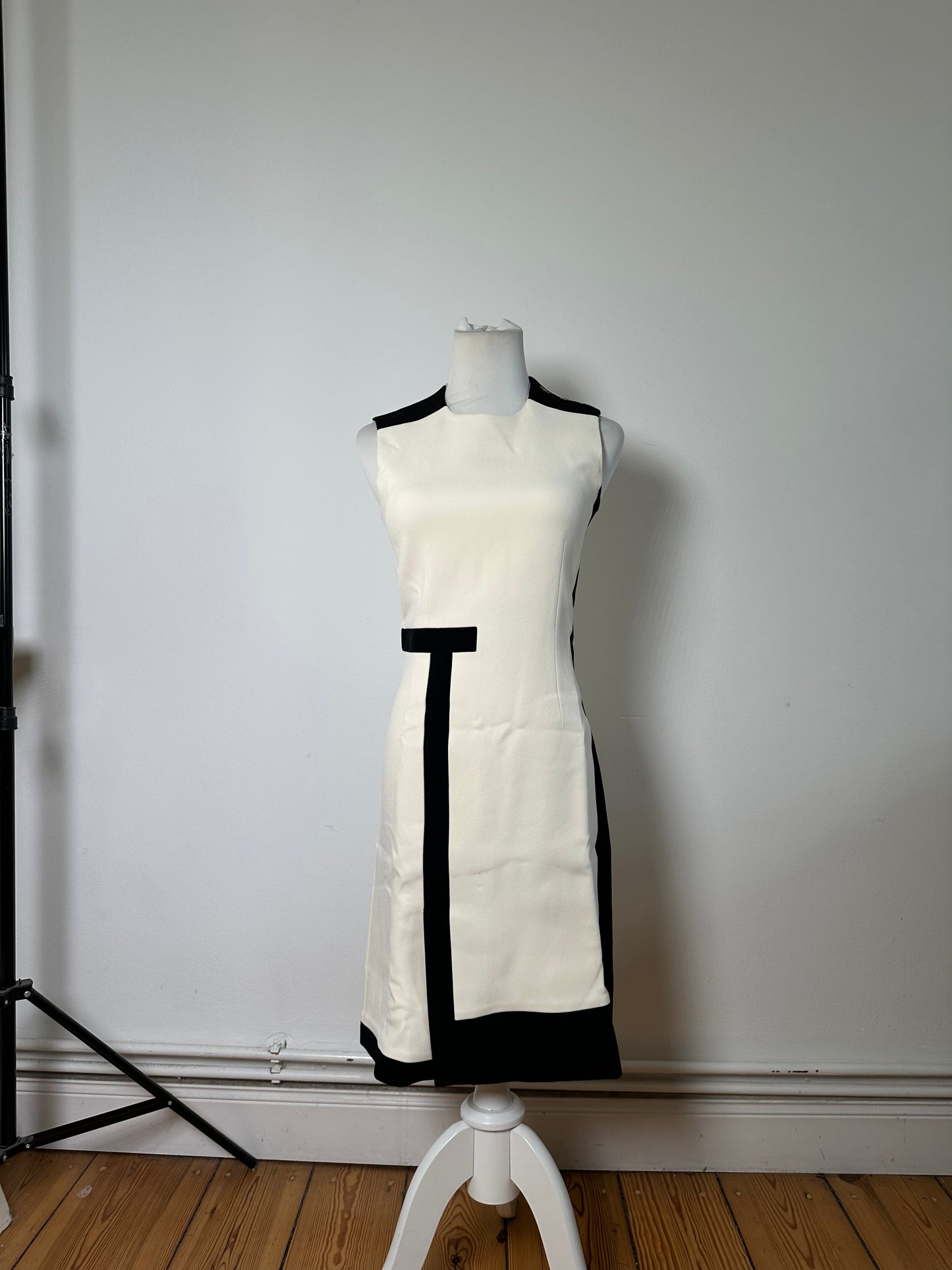 Vintage Balenciaga Structured Dress Cream Black XS