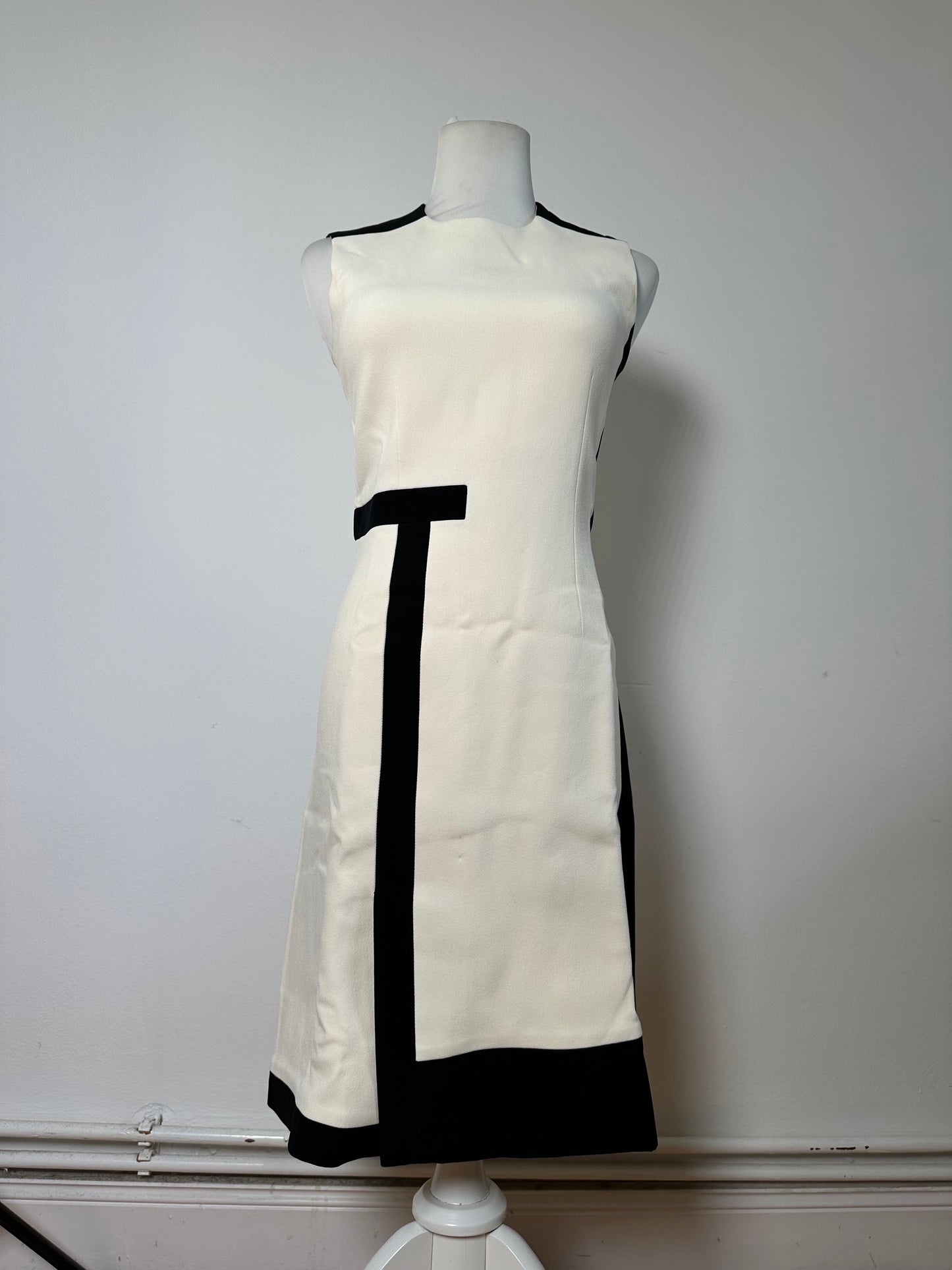 Vintage Balenciaga Structured Dress Cream Black XS