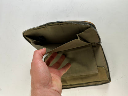 Vintage Hermes Canvas Zip Wallet Khaki Navy Silver