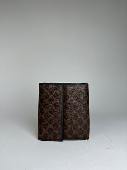 Vintage Celine Triomphe Monogram Coated Canvas Bifold Wallet Brown