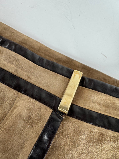 Vintage Gucci Suede Leather Skirt Brown 36/S