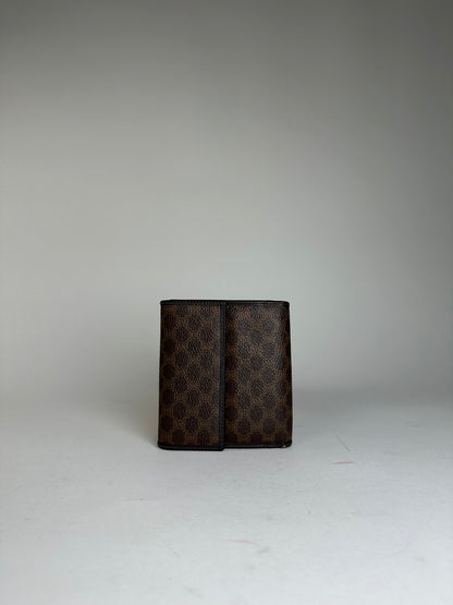 Vintage Celine Triomphe Monogram Coated Canvas Bifold Wallet Brown