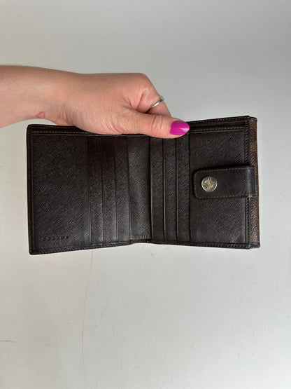 Vintage Celine Triomphe Monogram Coated Canvas Bifold Wallet Brown