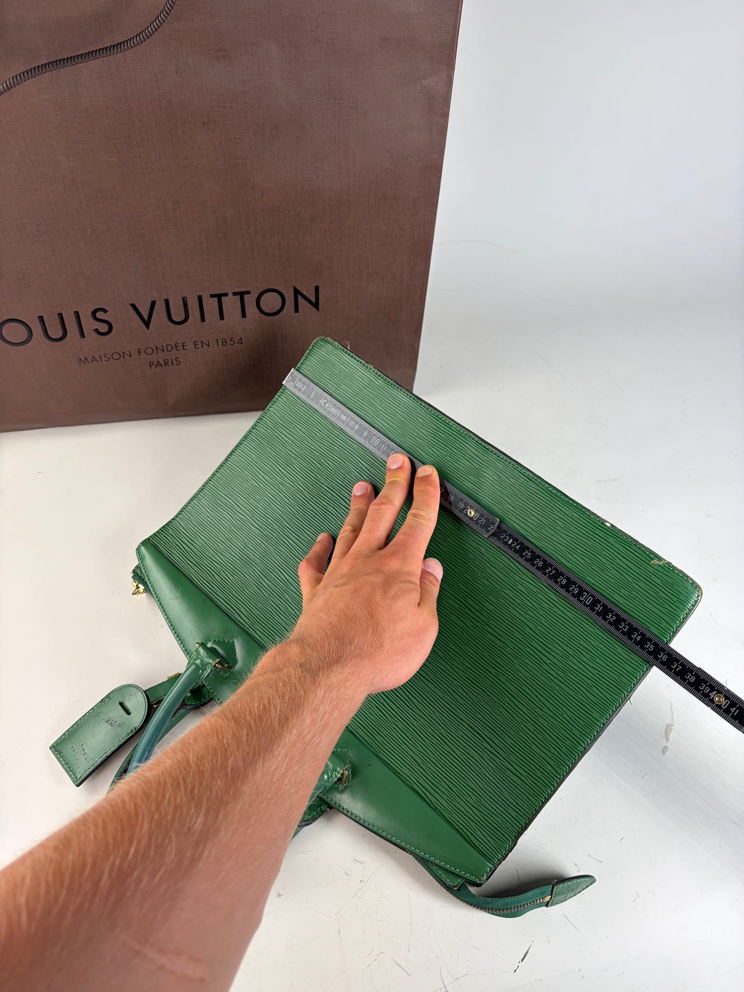 Vintage Louis Vuitton Epi Leather Briefcase Green Gold