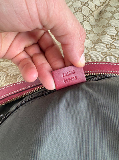 Vintage Gucci Croissant 2Way monogram bag beige purple