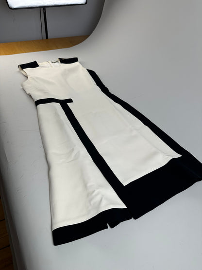 Vintage Balenciaga Structured Dress Cream Black XS
