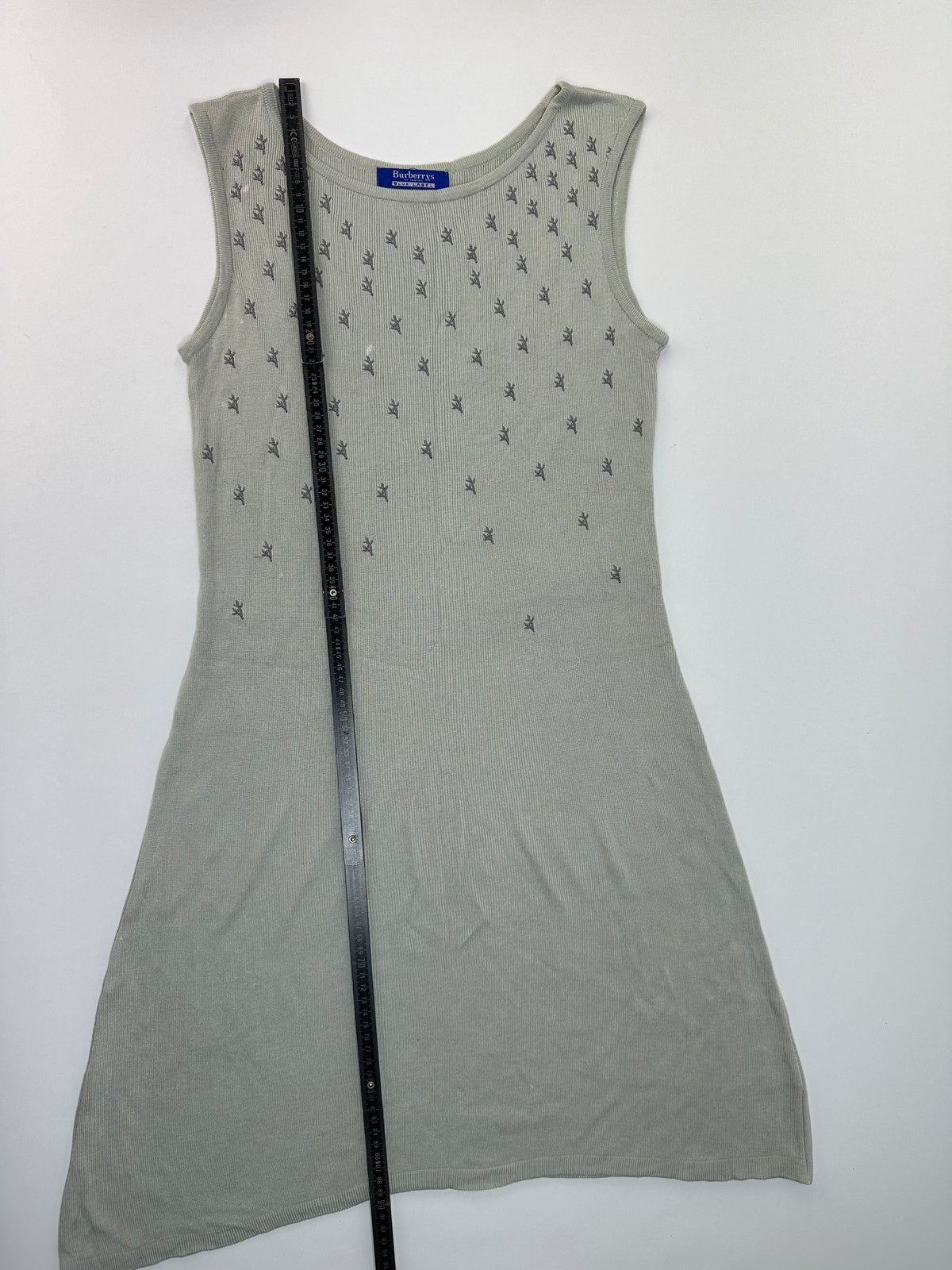 Vintage Burberrys Sleeveless Ribbed Knit Dress Late 1990s Grey S