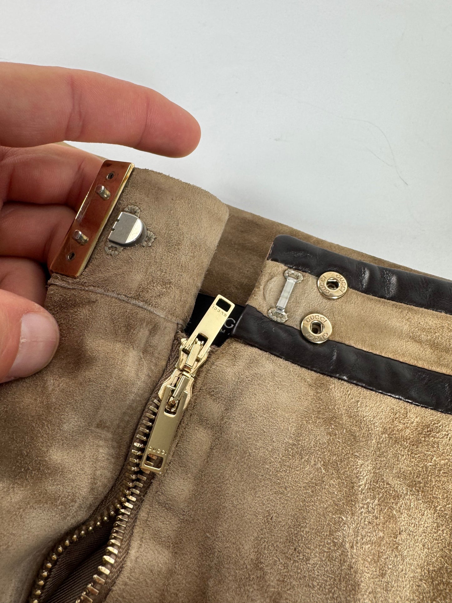 Vintage Gucci Suede Leather Skirt Brown 36/S