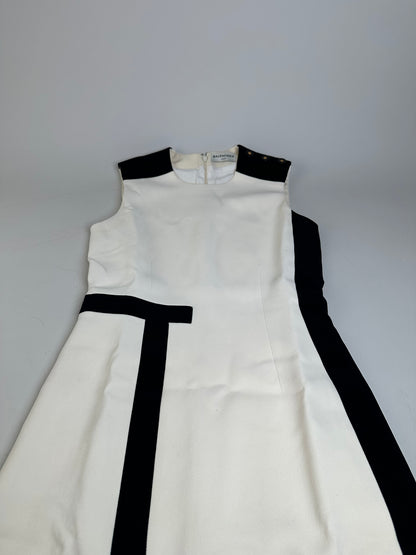 Vintage Balenciaga Structured Dress Cream Black XS