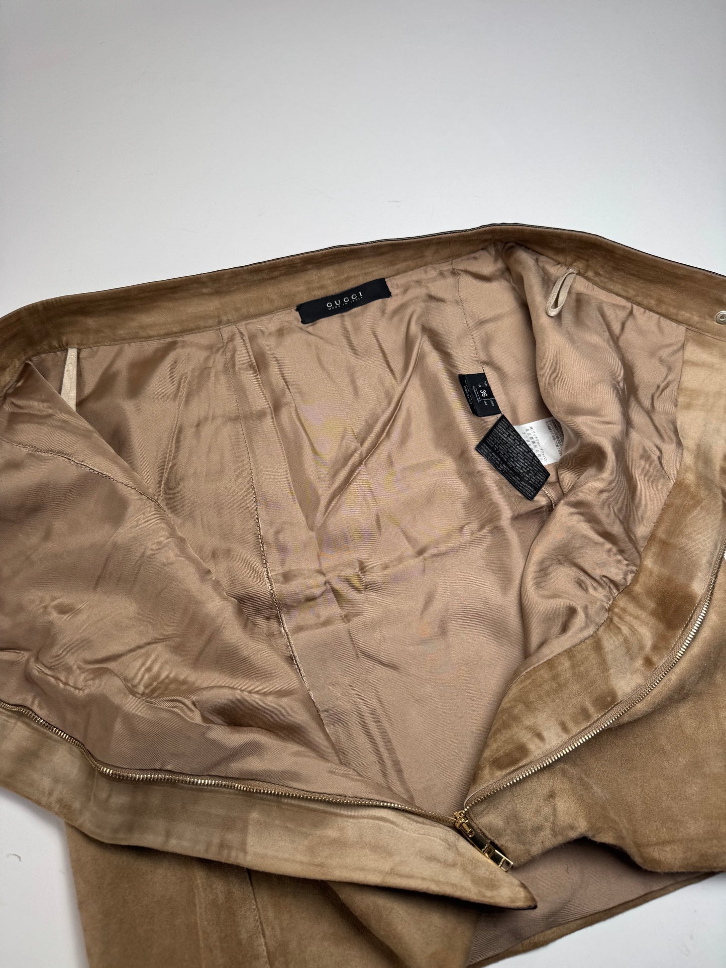 Vintage Gucci Suede Leather Skirt Brown 36/S