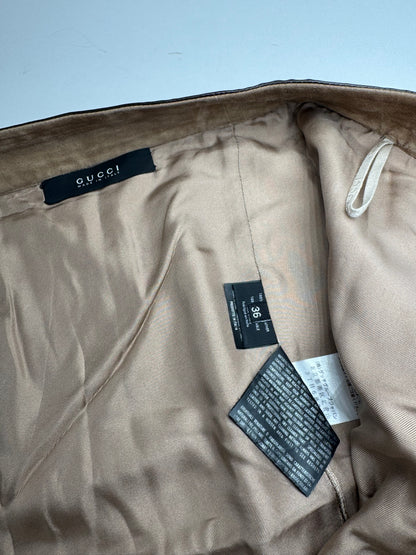 Vintage Gucci Suede Leather Skirt Brown 36/S