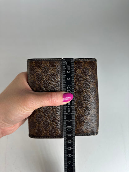 Vintage Celine Triomphe Monogram Coated Canvas Bifold Wallet Brown