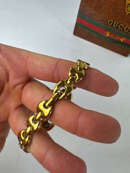 Vintage Gucci Gold Plated Bracelet Quartz Watch Gold White