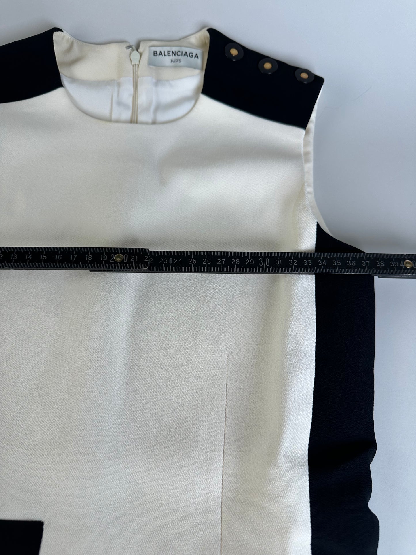 Vintage Balenciaga Structured Dress Cream Black XS