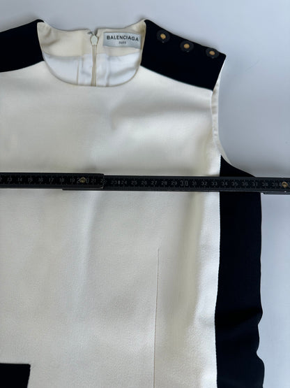 Vintage Balenciaga Structured Dress Cream Black XS