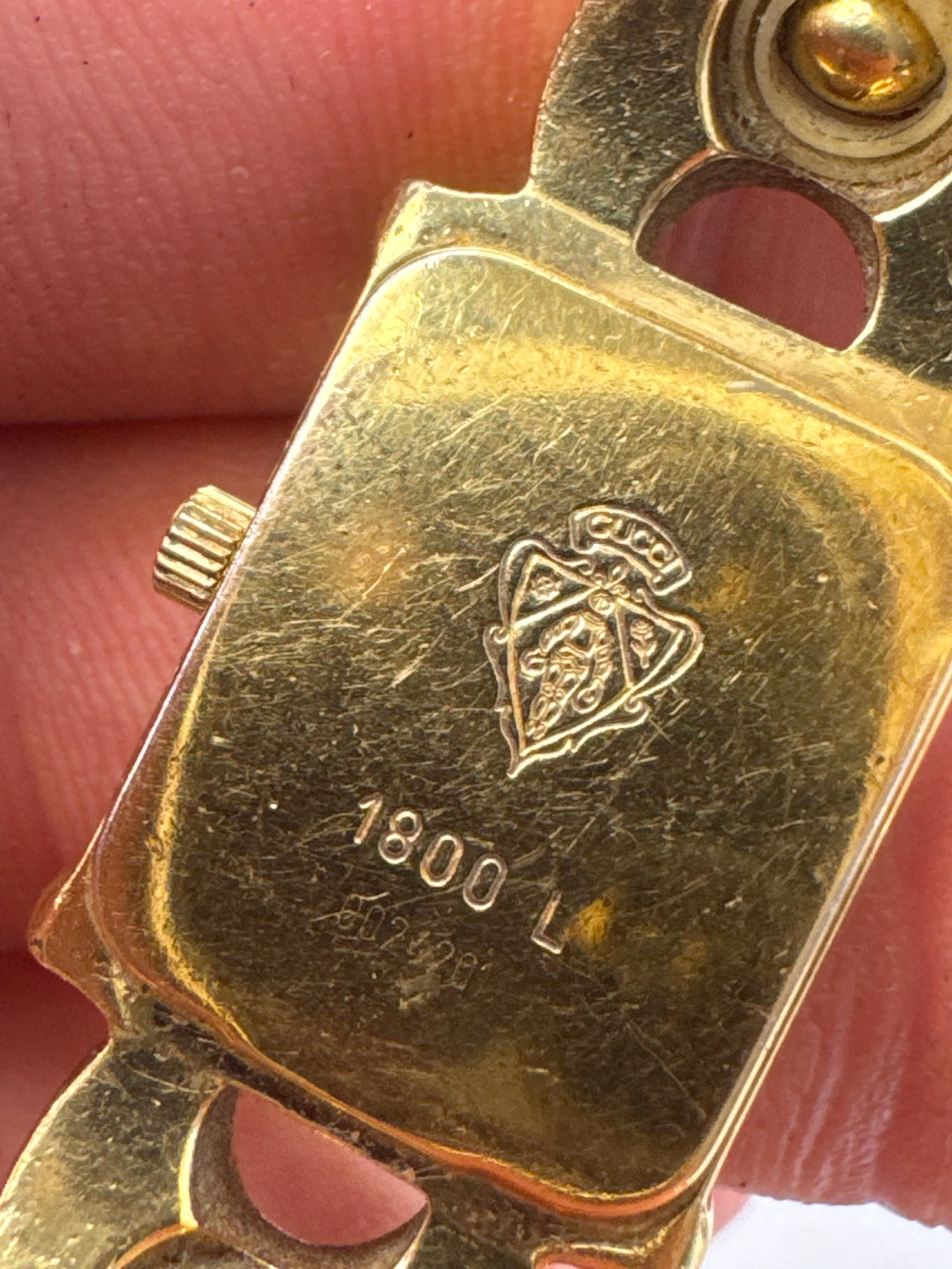 Vintage Gucci Gold Plated Bracelet Quartz Watch Gold White