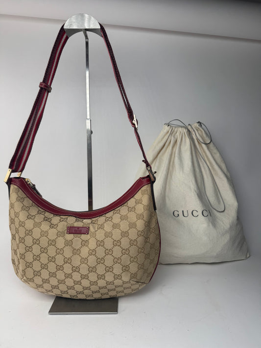 Vintage Gucci Croissant 2Way monogram bag beige purple