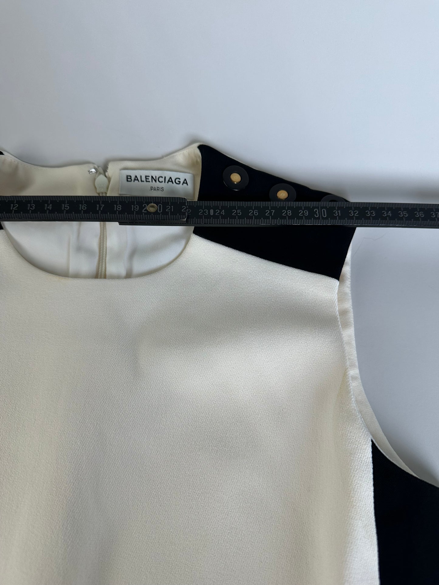 Vintage Balenciaga Structured Dress Cream Black XS