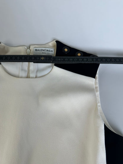 Vintage Balenciaga Structured Dress Cream Black XS