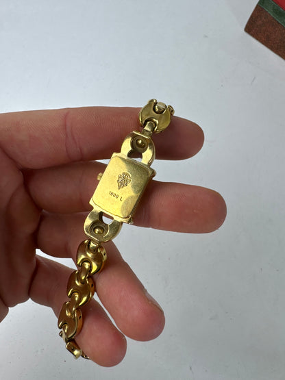 Vintage Gucci Gold Plated Bracelet Quartz Watch Gold White