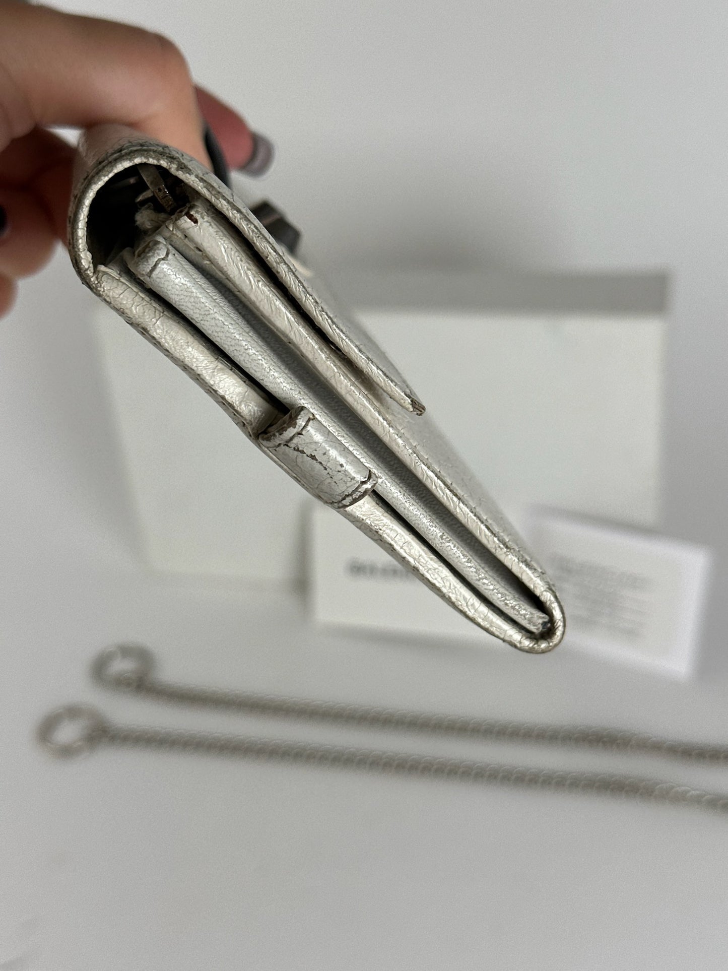 Vintage Balenciaga Mini Pochette bag leather white