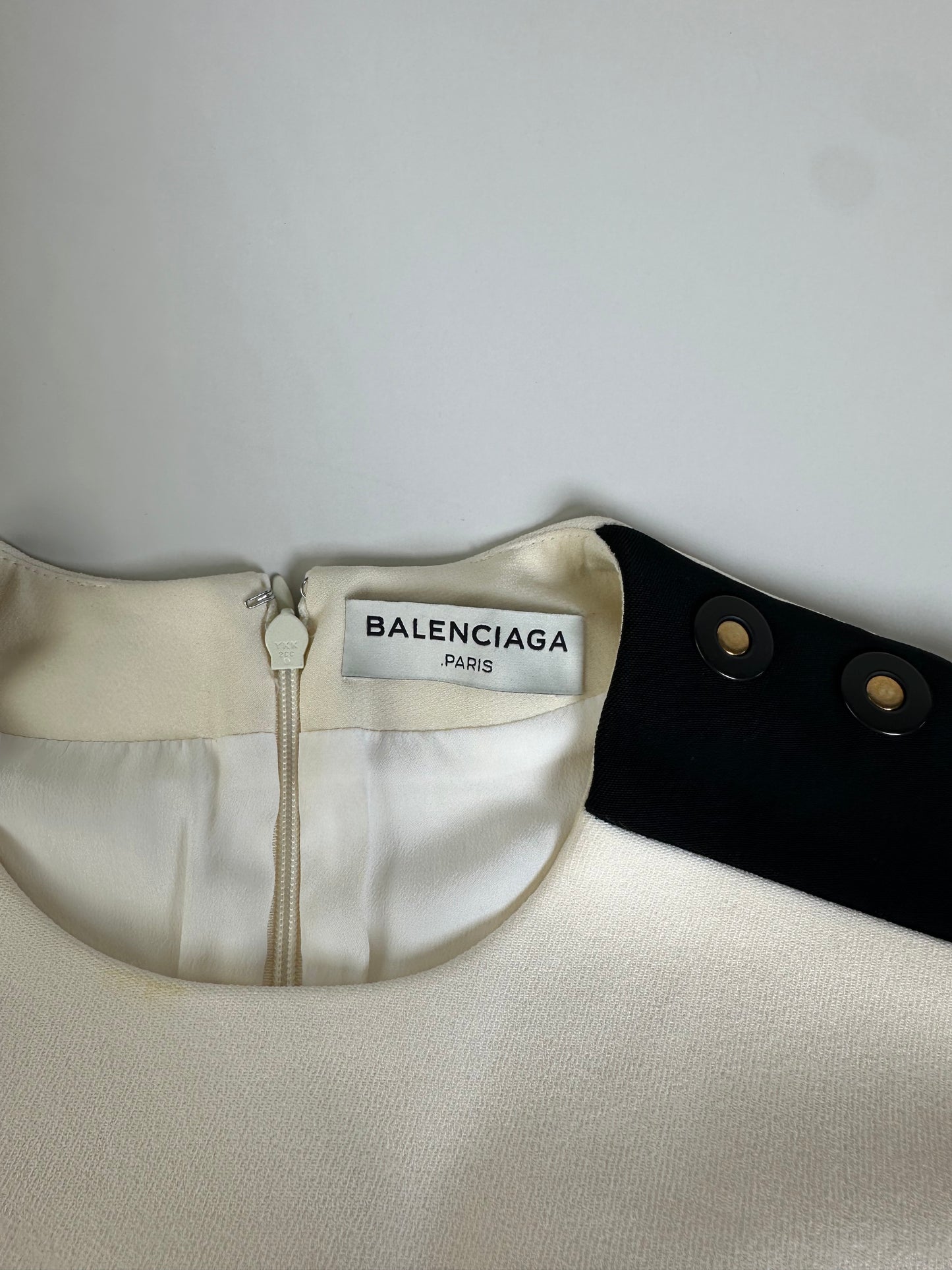 Vintage Balenciaga Structured Dress Cream Black XS