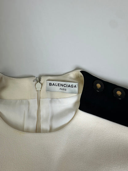 Vintage Balenciaga Structured Dress Cream Black XS