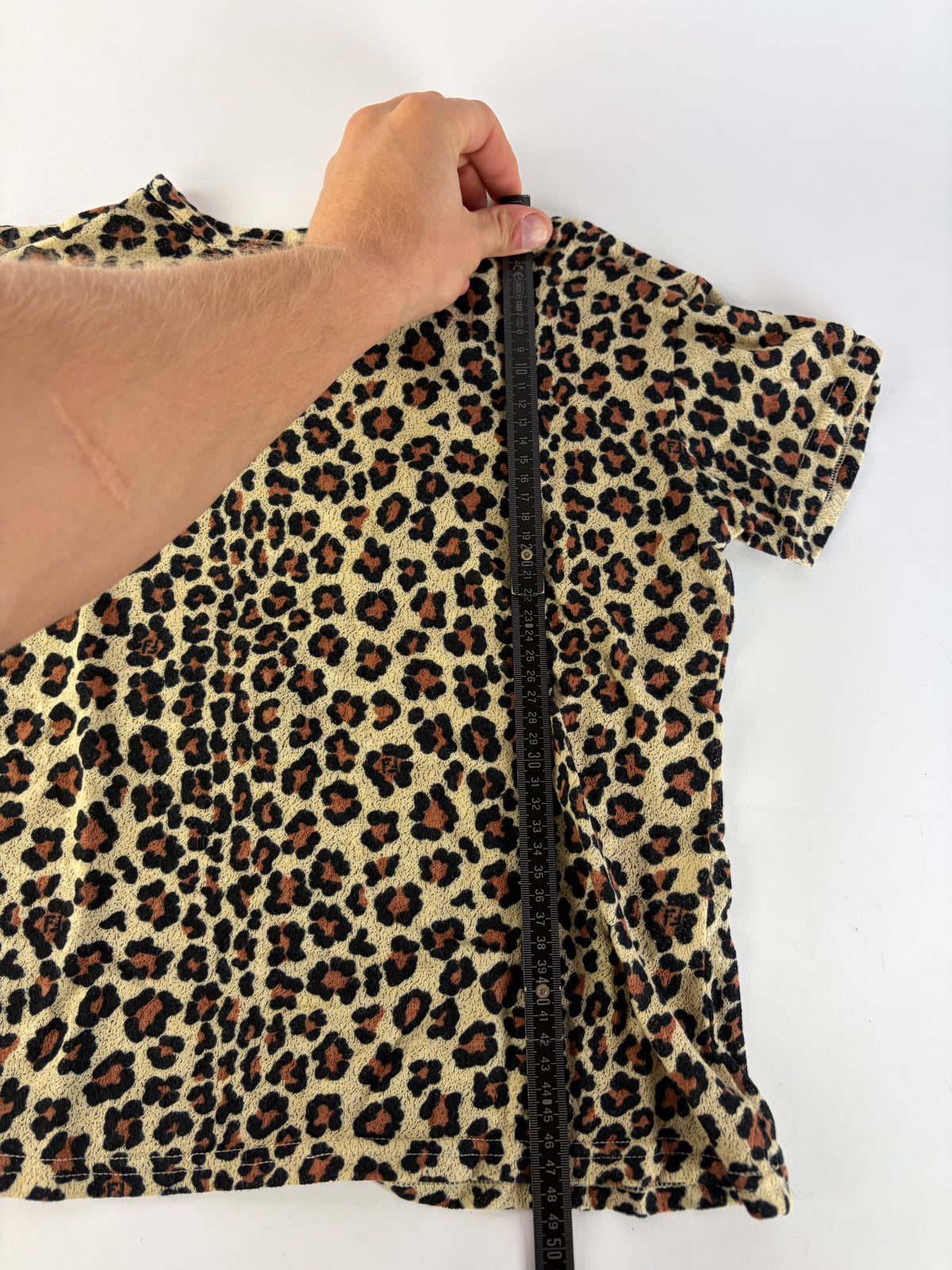 Vintage Fendi Leopard Print Cotton T-Shirt Beige Black XL