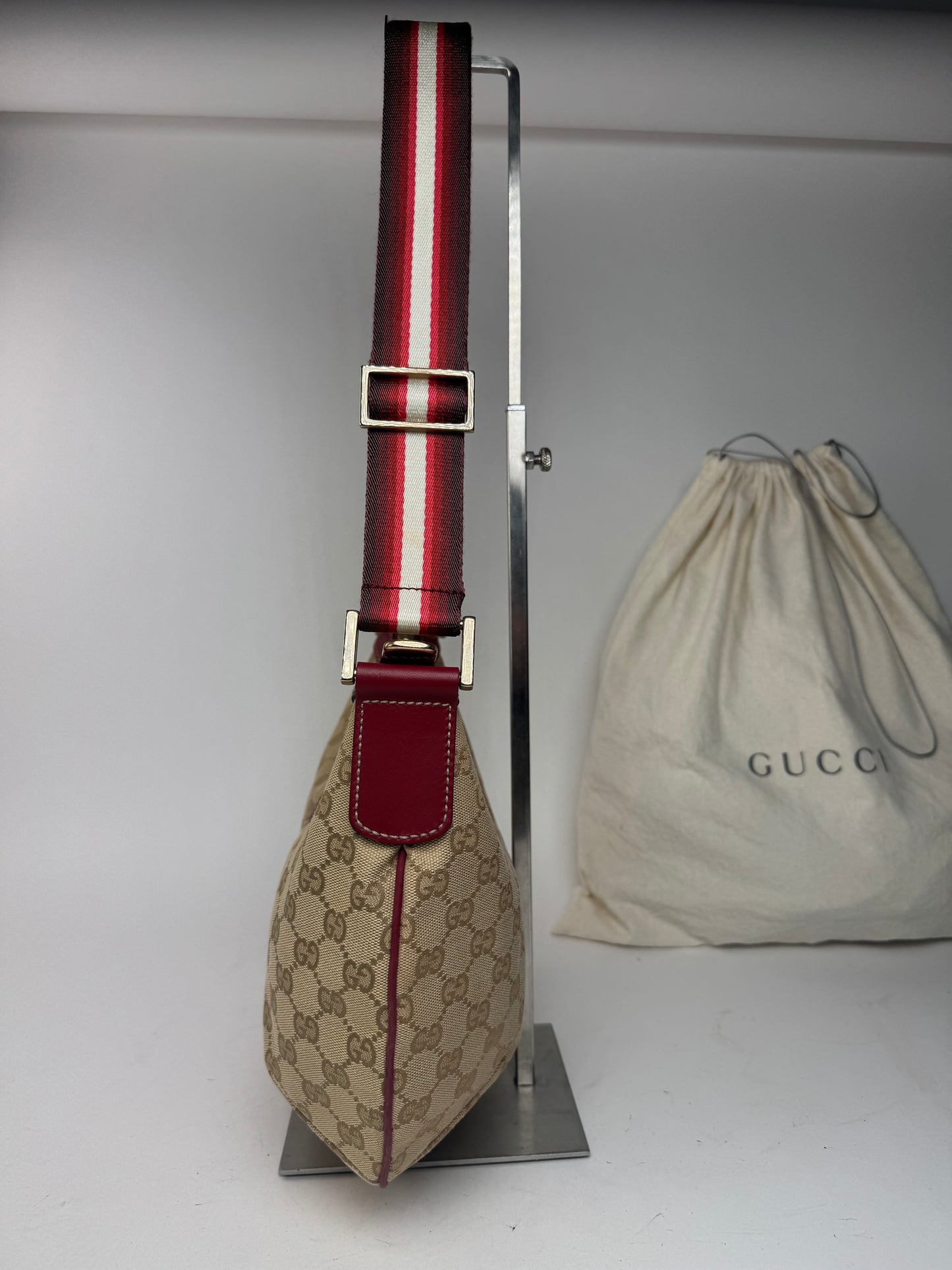 Vintage Gucci Croissant 2Way monogram bag beige purple