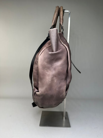 Vintage Marni Grained Leather Shoulder Bag Dark Brown Silver