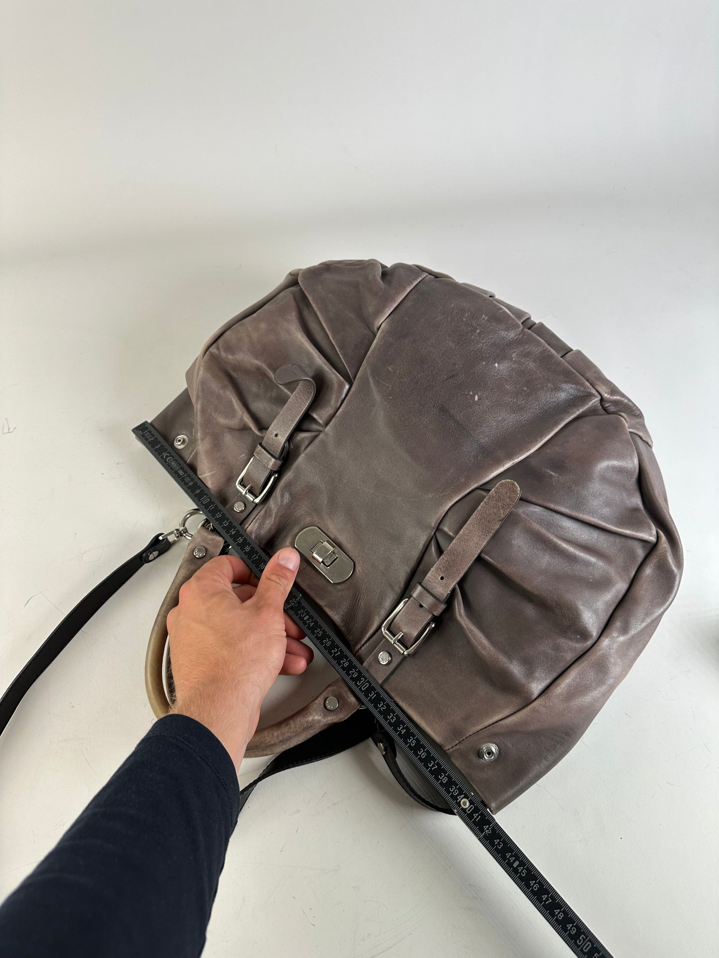Vintage Marni Grained Leather Shoulder Bag Dark Brown Silver